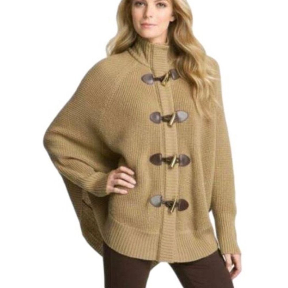 MICHAEL Michael Kors Tan Knitted Sweater Poncho. Size Large.